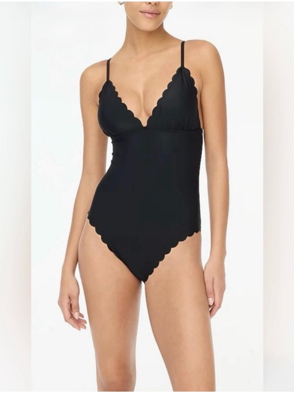 NWT J.Crew Black Scallop One Piece Swimsuit - Size: Medium